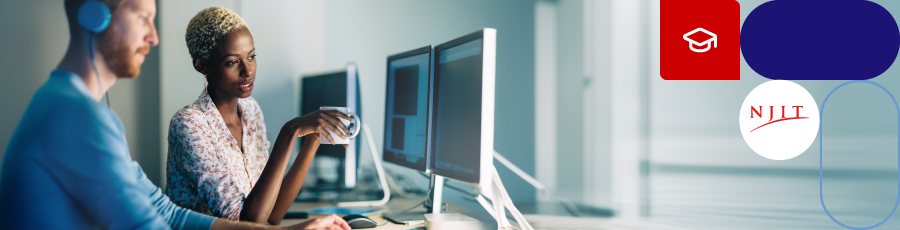 looking at the same screen - he's with an earphones and she's holding a coffee cup Cracking the CISA Exam Your New Jersey Prep Guide